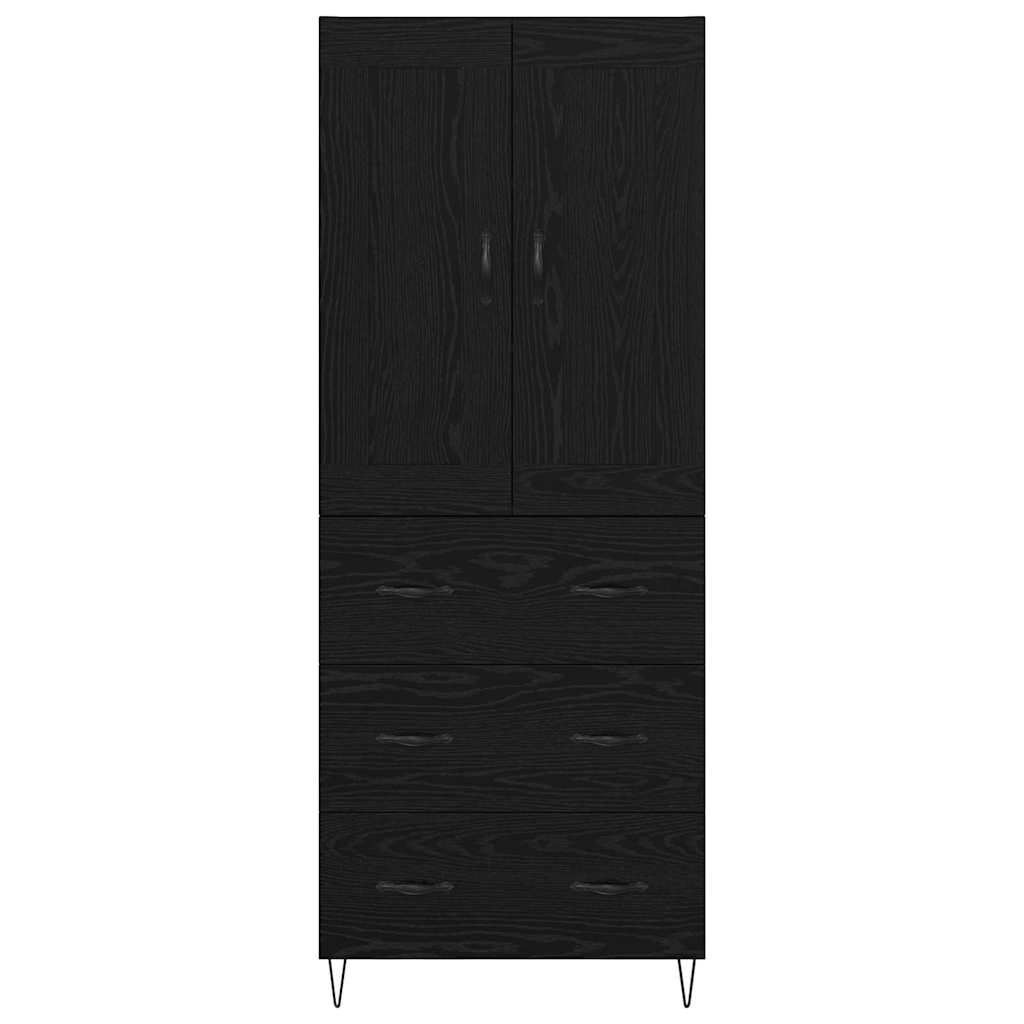 vidaXL Highboard Black Oak 69.5 x 34 x 180 cm Engineered Wood