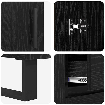 vidaXL Highboard with Drawer 2 pcs Black Oak Engineered Wood
