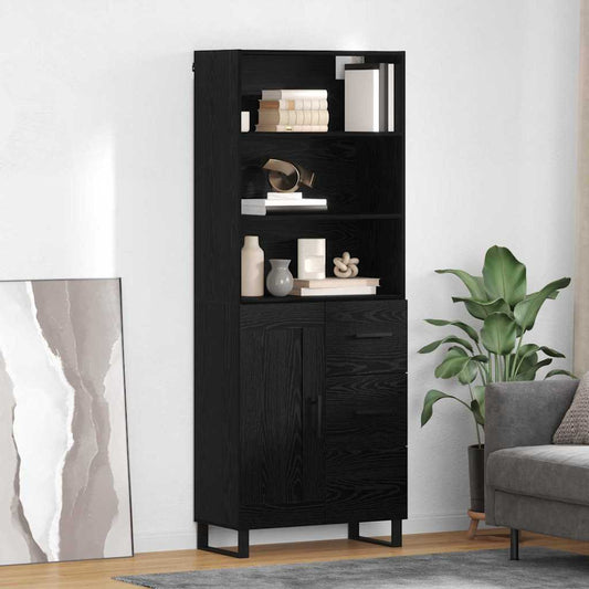 vidaXL Highboard with Drawer 2 pcs Black Oak Engineered Wood