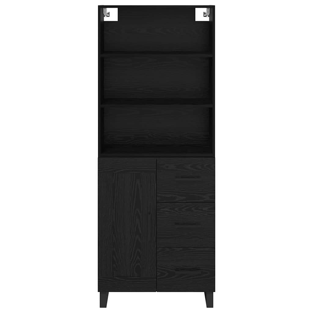 vidaXL Highboard with Drawer 2 pcs Black Oak Engineered Wood