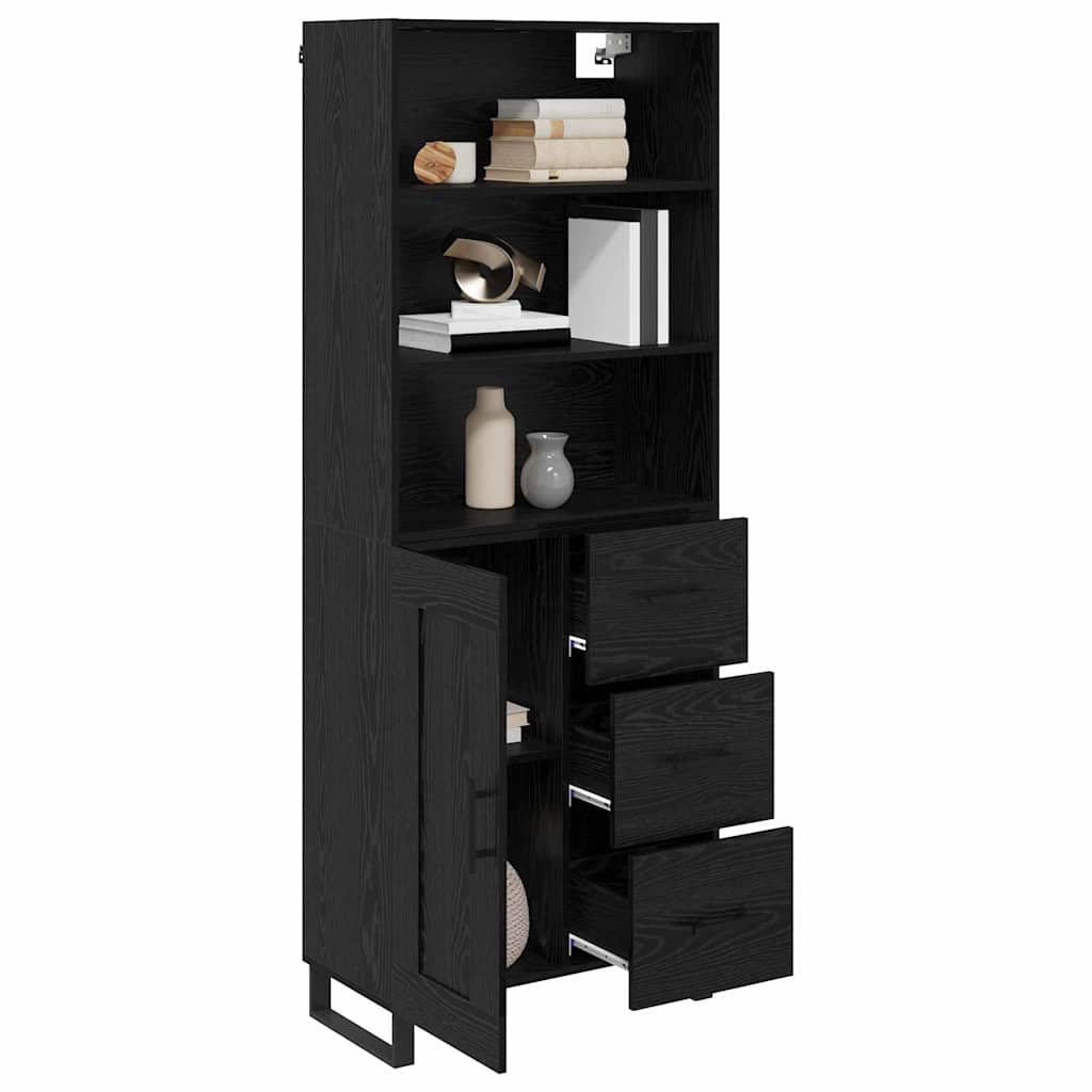 vidaXL Highboard with Drawer 2 pcs Black Oak Engineered Wood