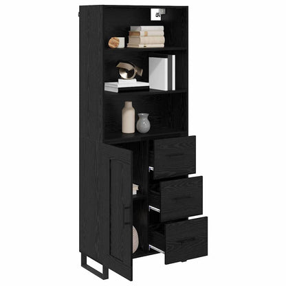 vidaXL Highboard with Drawer 2 pcs Black Oak Engineered Wood