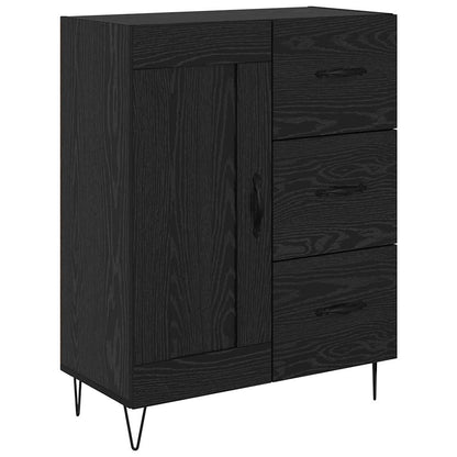 vidaXL Highboard with Drawer 2 pcs Black Oak Engineered Wood and Glass