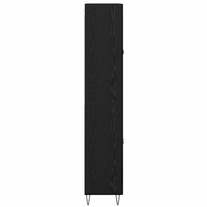 vidaXL Highboard with Drawer 2 pcs Black Oak Engineered Wood and Glass