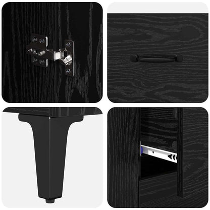 vidaXL Highboard Black Oak 69.5 x 34 x 180 cm Engineered Wood