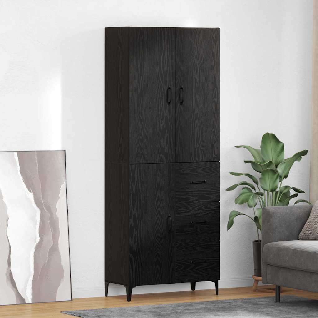 vidaXL Highboard Black Oak 69.5 x 34 x 180 cm Engineered Wood