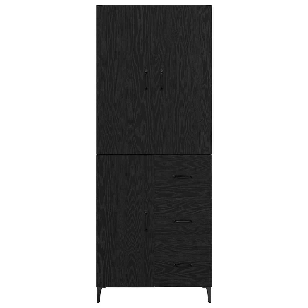 vidaXL Highboard Black Oak 69.5 x 34 x 180 cm Engineered Wood