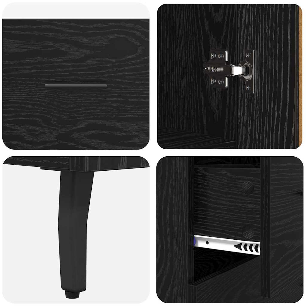 vidaXL Highboard with Drawer 2 pcs Black Oak Engineered Wood