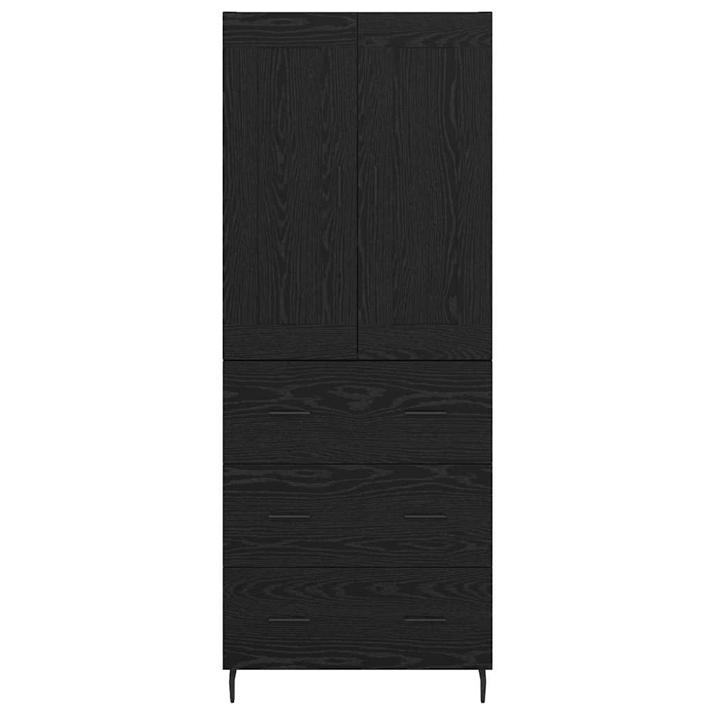 vidaXL Highboard with Drawer 2 pcs Black Oak Engineered Wood