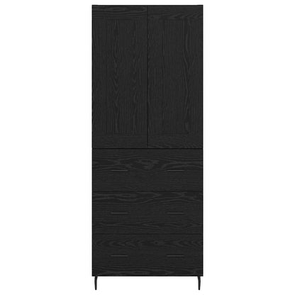 vidaXL Highboard with Drawer 2 pcs Black Oak Engineered Wood