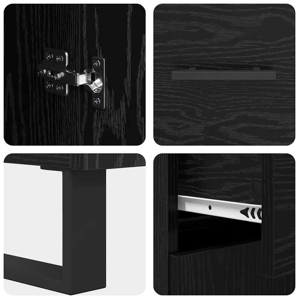 vidaXL Highboard 2 pcs Black Oak 69.5 x 34 x 180 cm Engineered Wood