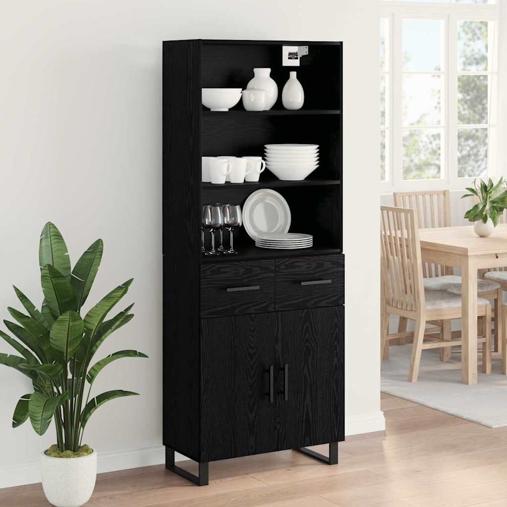 vidaXL Highboard 2 pcs Black Oak 69.5 x 34 x 180 cm Engineered Wood