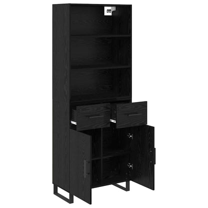 vidaXL Highboard 2 pcs Black Oak 69.5 x 34 x 180 cm Engineered Wood