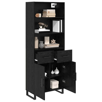 vidaXL Highboard 2 pcs Black Oak 69.5 x 34 x 180 cm Engineered Wood