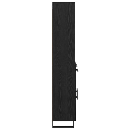 vidaXL Highboard 2 pcs Black Oak 69.5 x 34 x 180 cm Engineered Wood