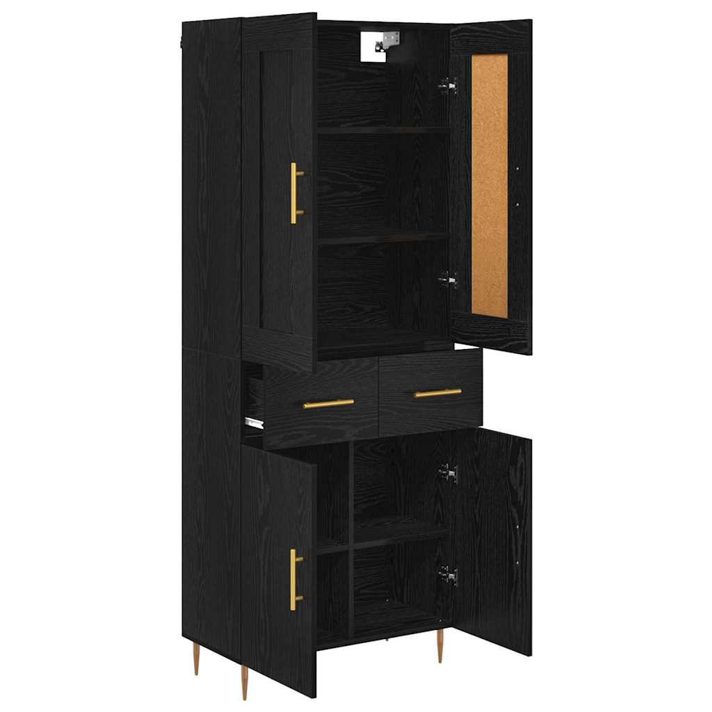 vidaXL Highboard Black Oak 69.5 x 34 x 180 cm Engineered Wood