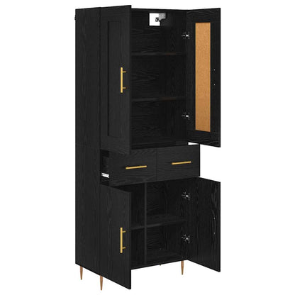 vidaXL Highboard Black Oak 69.5 x 34 x 180 cm Engineered Wood