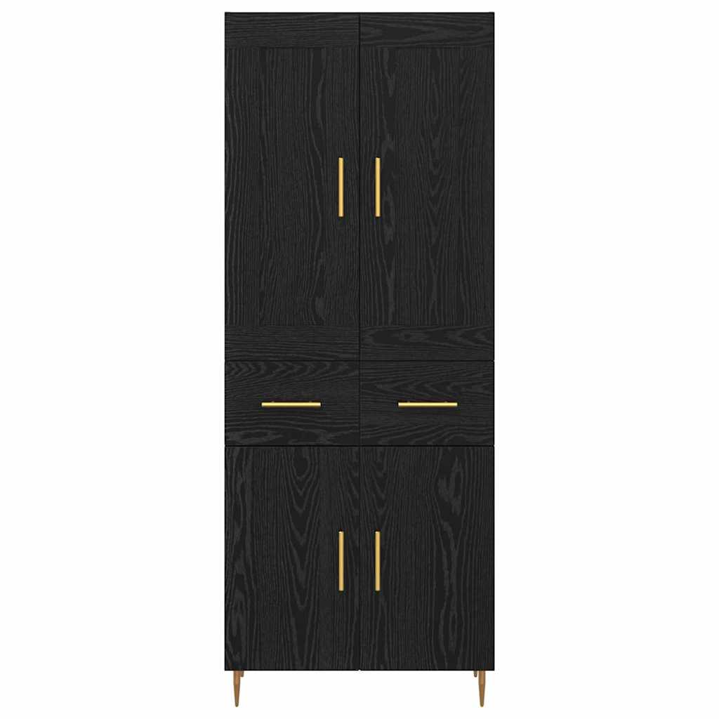 vidaXL Highboard Black Oak 69.5 x 34 x 180 cm Engineered Wood