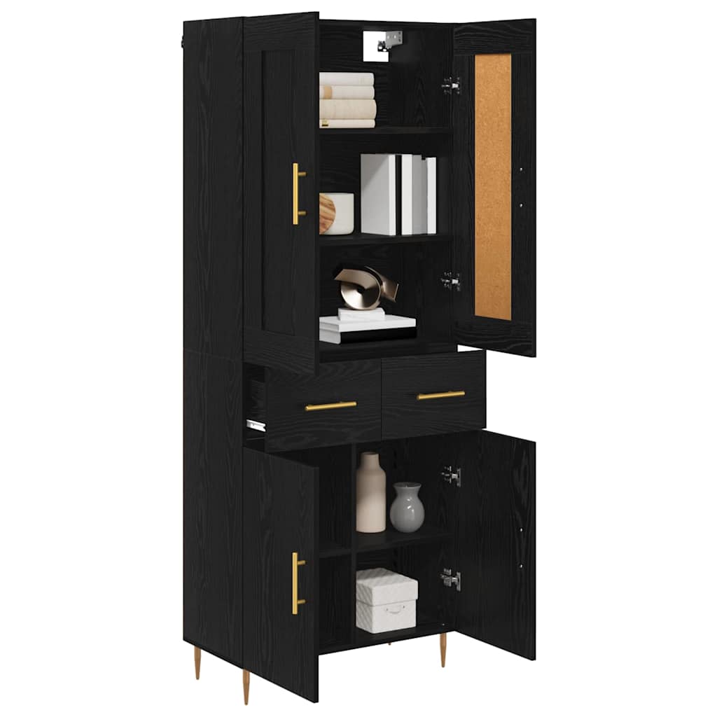 vidaXL Highboard Black Oak 69.5 x 34 x 180 cm Engineered Wood