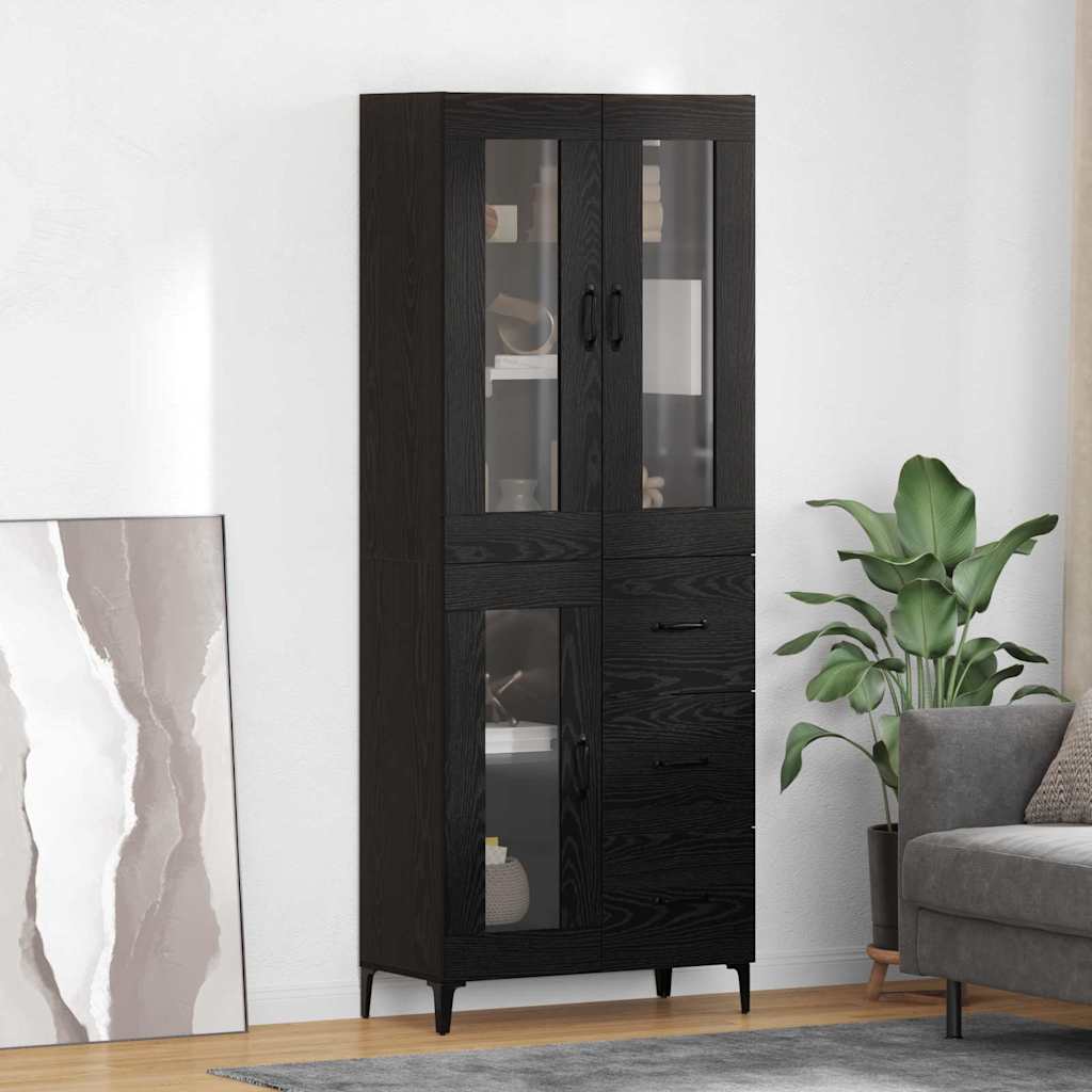 vidaXL Highboard Black Oak 69.5 x 34 x 180 cm Engineered Wood