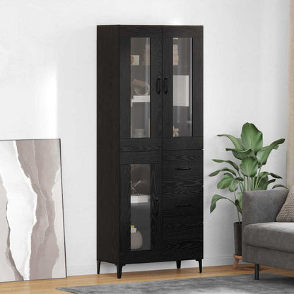 vidaXL Highboard Black Oak 69.5 x 34 x 180 cm Engineered Wood