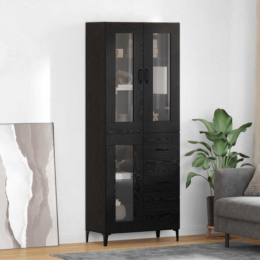 vidaXL Highboard Black Oak 69.5 x 34 x 180 cm Engineered Wood
