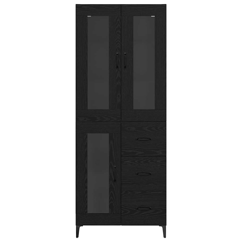 vidaXL Highboard Black Oak 69.5 x 34 x 180 cm Engineered Wood