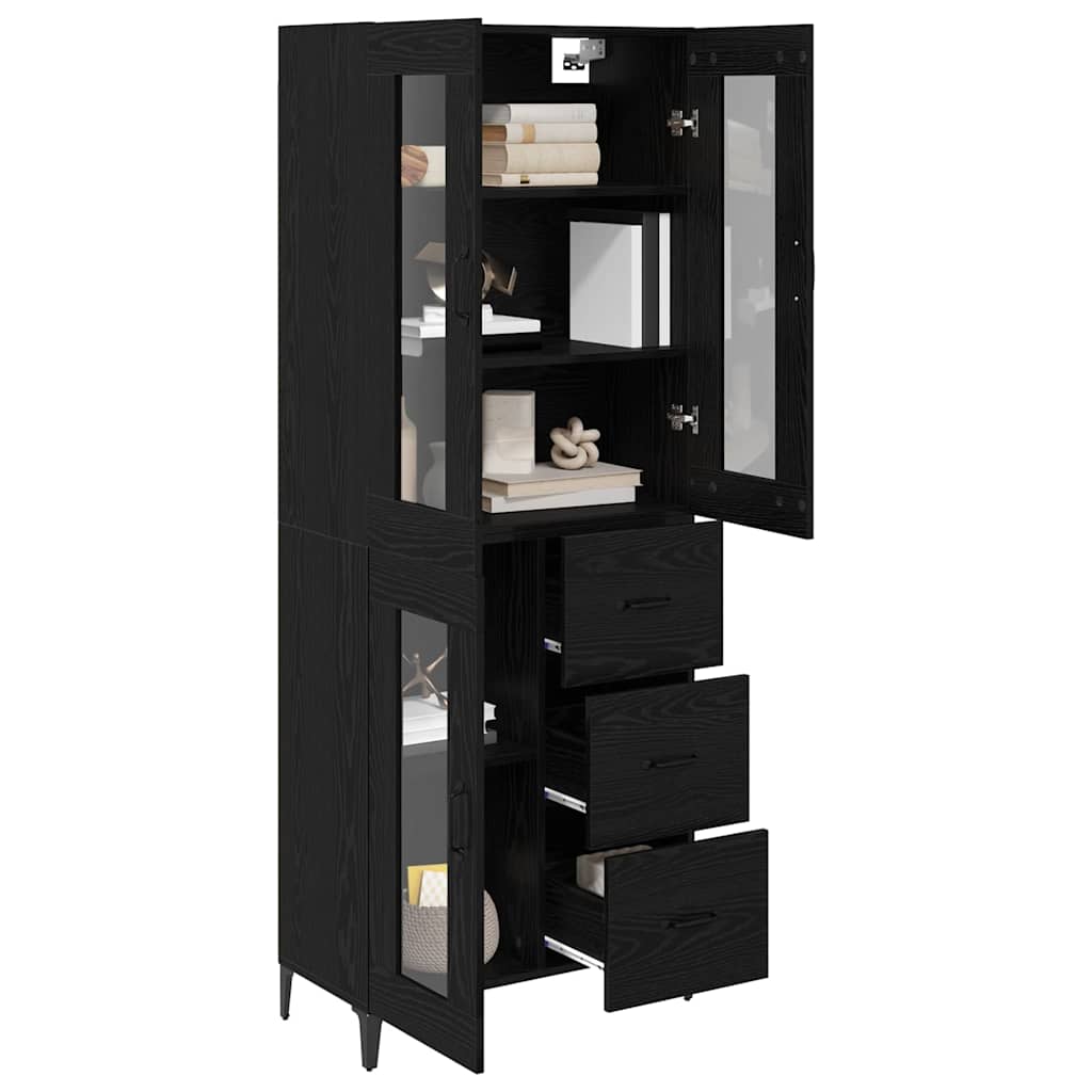 vidaXL Highboard Black Oak 69.5 x 34 x 180 cm Engineered Wood