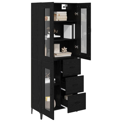 vidaXL Highboard Black Oak 69.5 x 34 x 180 cm Engineered Wood