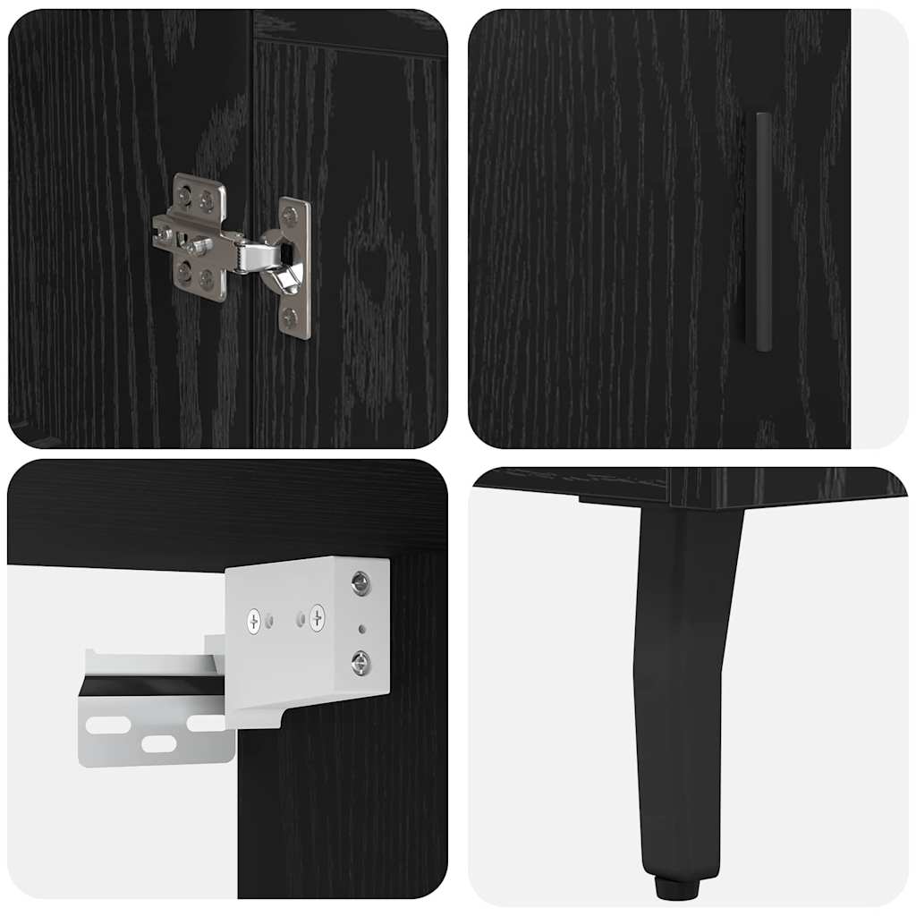 vidaXL Highboard 2 pcs Black Oak Engineered Wood