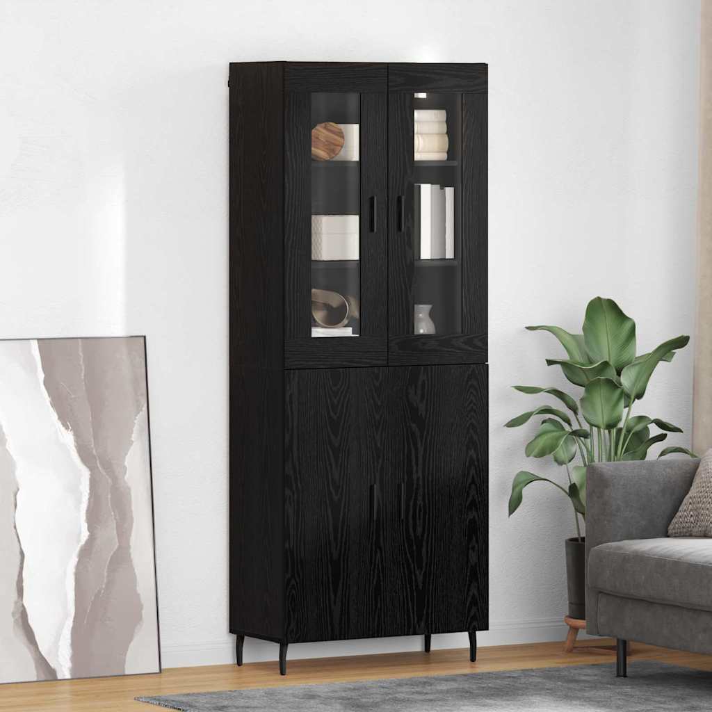 vidaXL Highboard 2 pcs Black Oak Engineered Wood