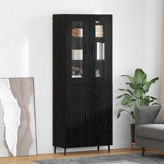 vidaXL Highboard 2 pcs Black Oak Engineered Wood