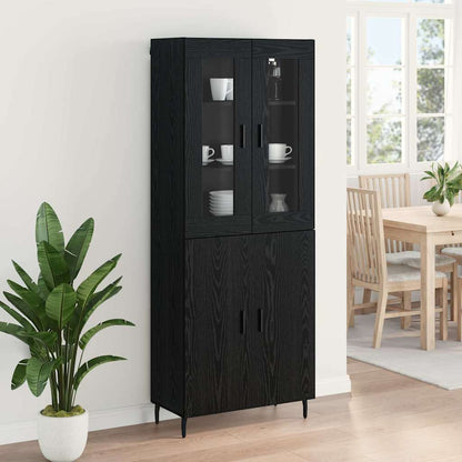 vidaXL Highboard 2 pcs Black Oak Engineered Wood