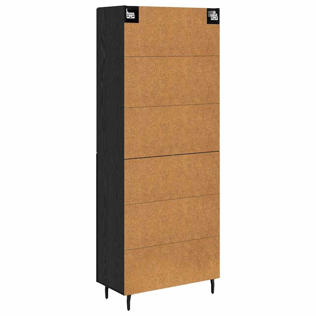 vidaXL Highboard 2 pcs Black Oak Engineered Wood