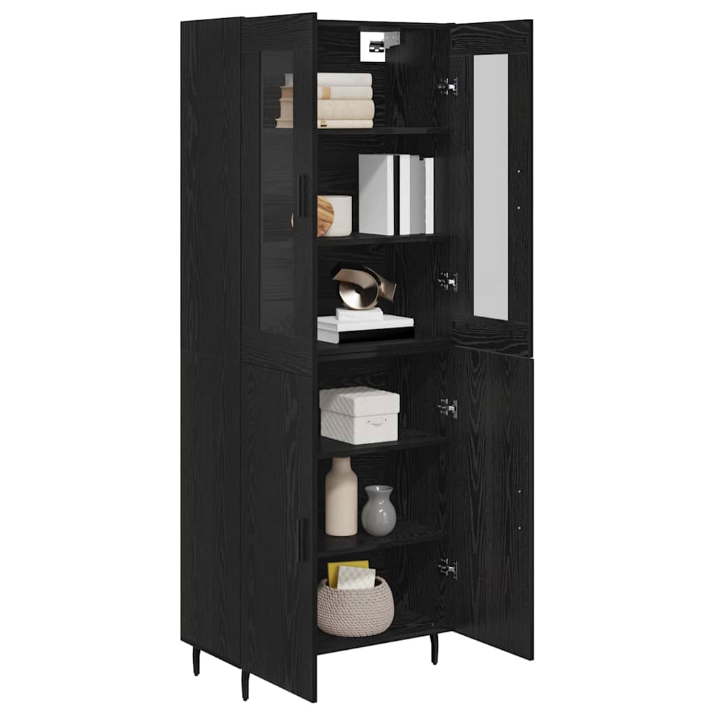 vidaXL Highboard 2 pcs Black Oak Engineered Wood