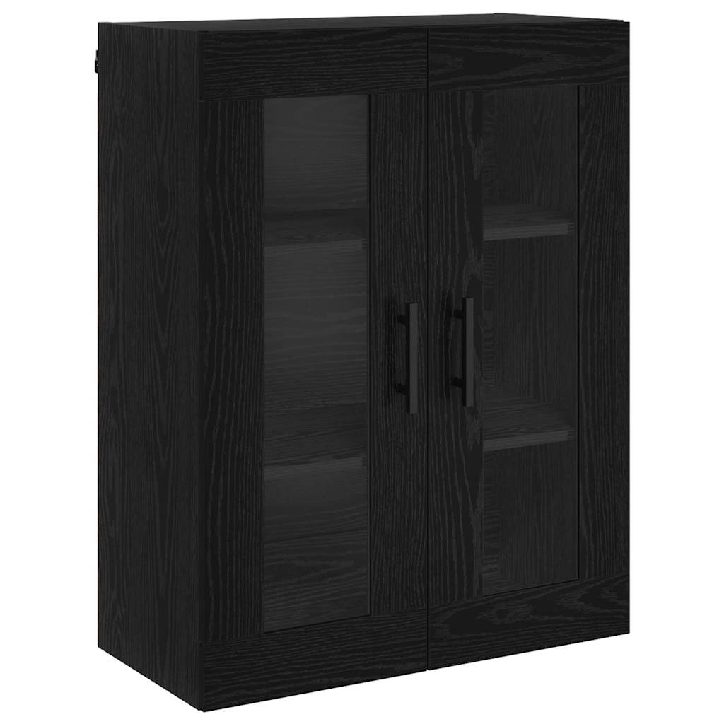 vidaXL Highboard with Drawer 2 pcs Black Oak Engineered Wood and Glass