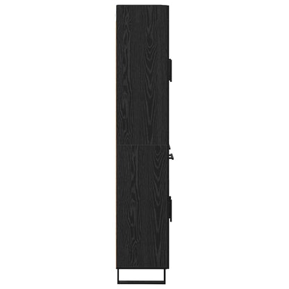 vidaXL Highboard with Drawer 2 pcs Black Oak Engineered Wood and Glass