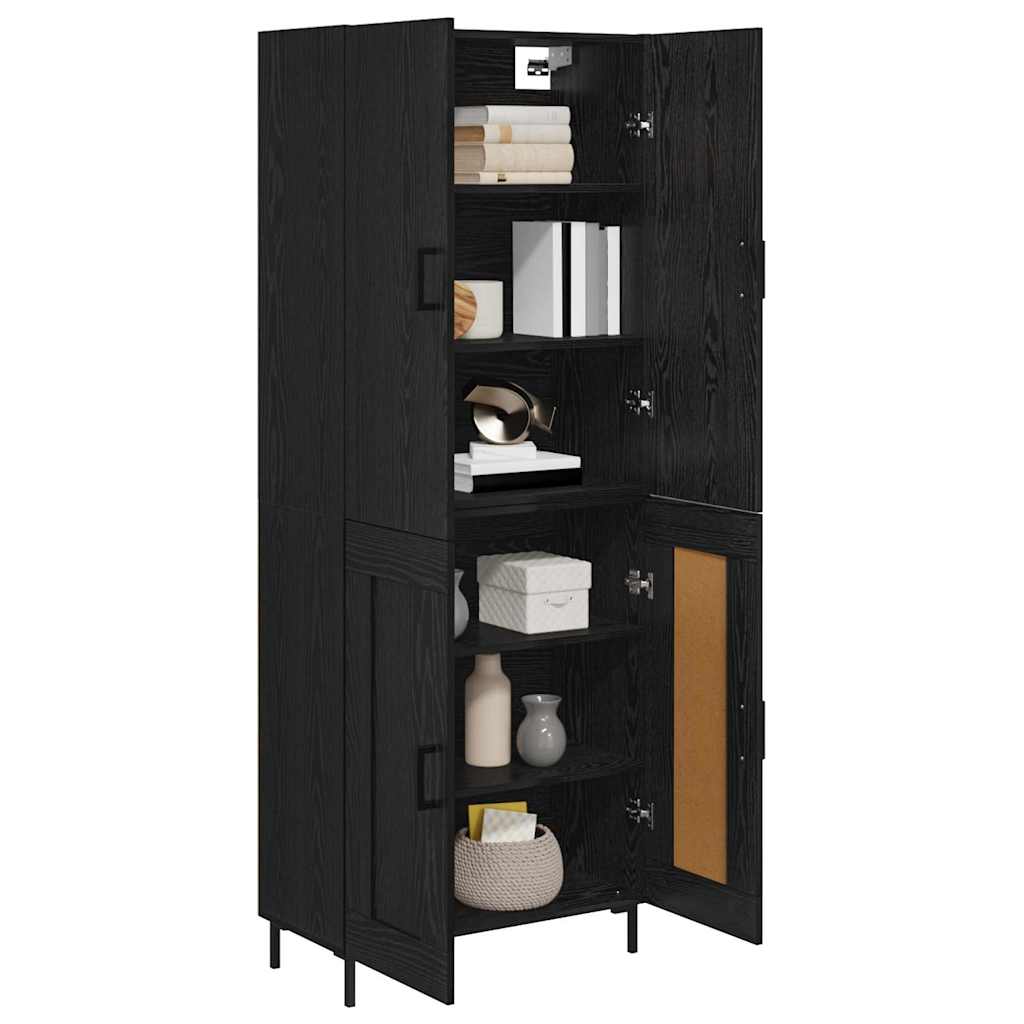 vidaXL Highboard Black Oak 69.5 x 34 x 180 cm Engineered Wood
