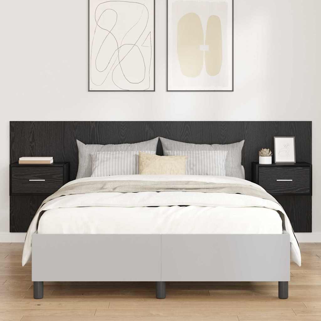 vidaXL Headboard with Cabinet 3 pcs Black Oak Engineered Wood