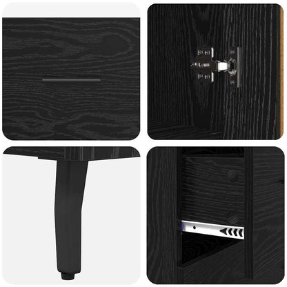 vidaXL Highboard with Drawer 2 pcs Black oak Engineered Wood and Glass