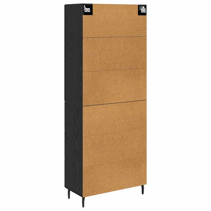 vidaXL Highboard with Drawer 2 pcs Black oak Engineered Wood and Glass
