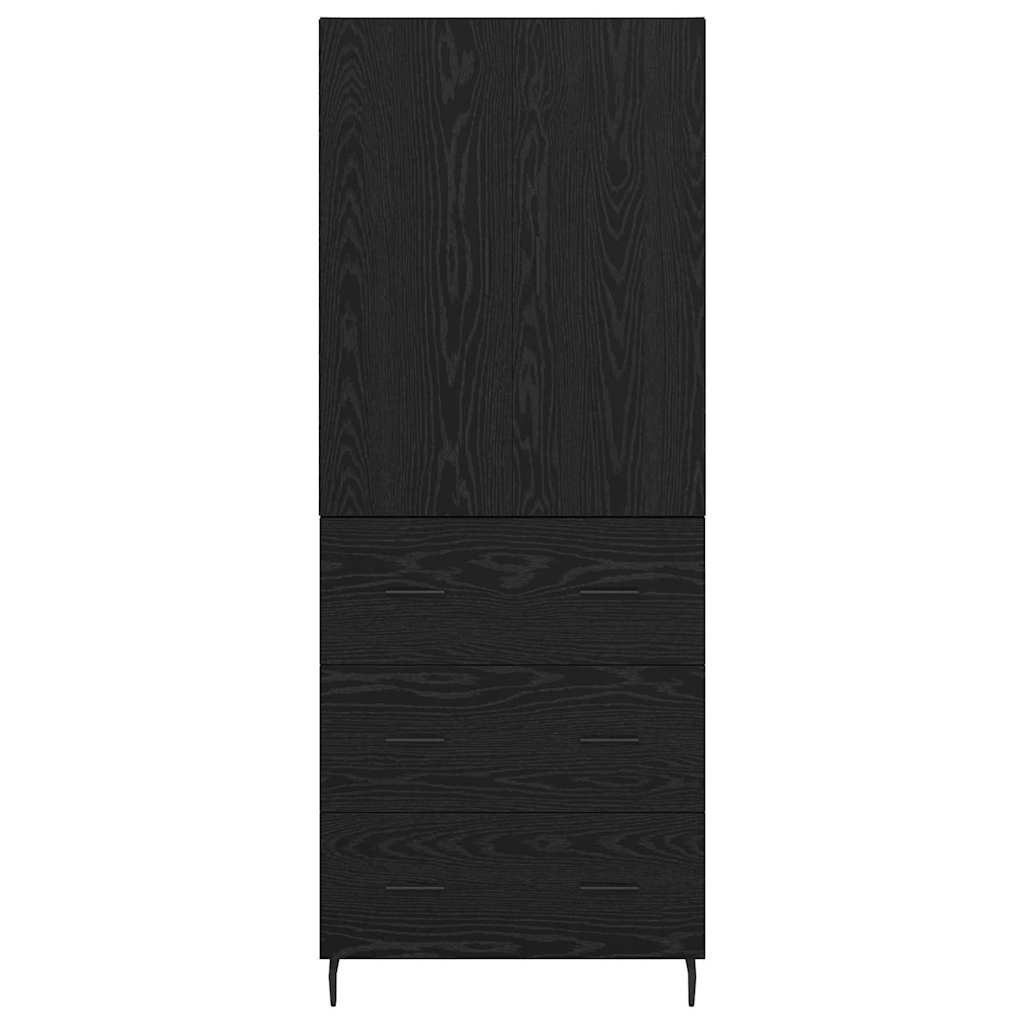 vidaXL Highboard with Drawer 2 pcs Black oak Engineered Wood and Glass