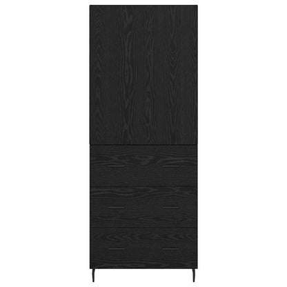 vidaXL Highboard with Drawer 2 pcs Black oak Engineered Wood and Glass