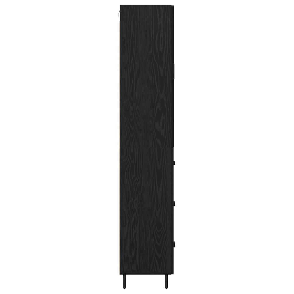 vidaXL Highboard with Drawer 2 pcs Black oak Engineered Wood and Glass