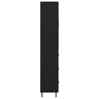 vidaXL Highboard with Drawer 2 pcs Black oak Engineered Wood and Glass