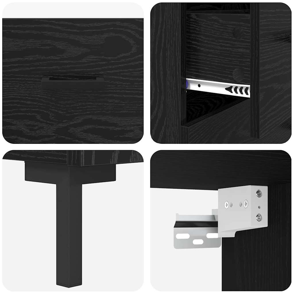 vidaXL Highboard Black Oak 69.5 x 34 x 180 cm Engineered Wood