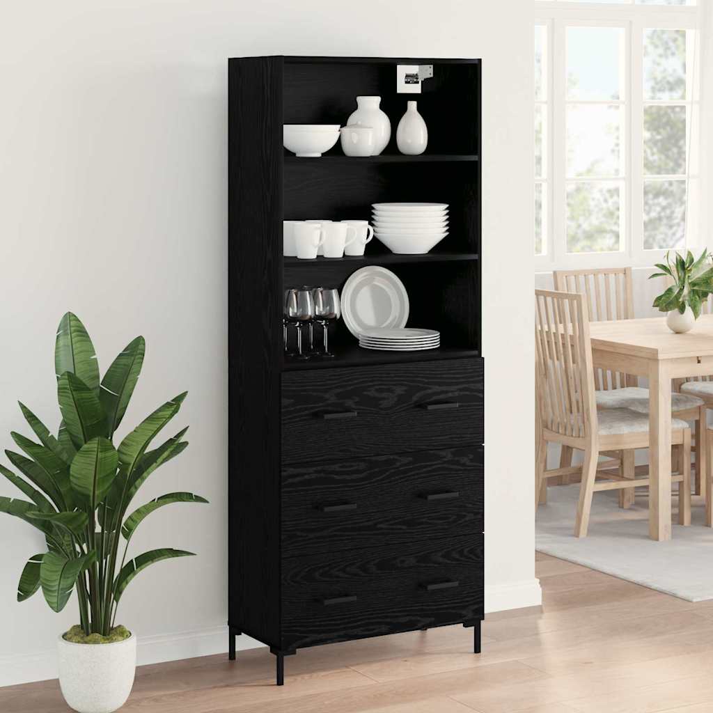 vidaXL Highboard Black Oak 69.5 x 34 x 180 cm Engineered Wood