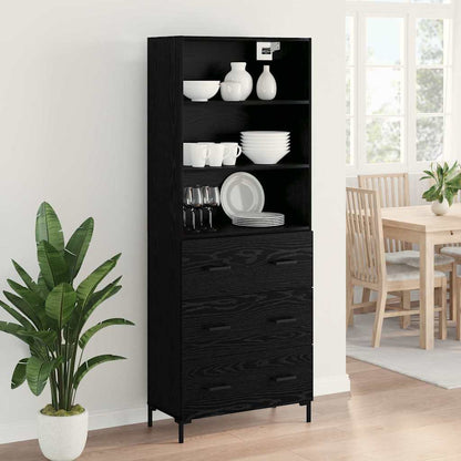 vidaXL Highboard Black Oak 69.5 x 34 x 180 cm Engineered Wood
