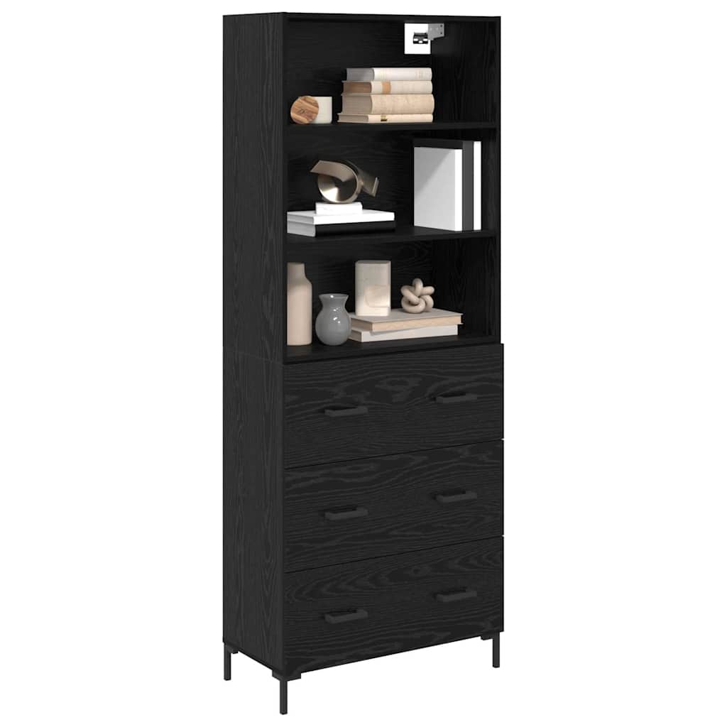 vidaXL Highboard Black Oak 69.5 x 34 x 180 cm Engineered Wood