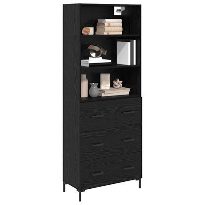 vidaXL Highboard Black Oak 69.5 x 34 x 180 cm Engineered Wood